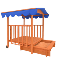 Pieskovisko s verandou HAPPY, 130x130x143 cm, hnedá/modrá Pieskovisko s verandou HAPPY, 130x130x143 cm, hnedá/modrá