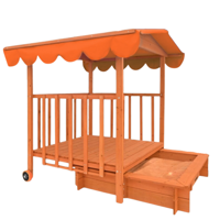 Pieskovisko s verandou HAPPY, 130x130x143cm, hnedá/oranžová Pieskovisko s verandou HAPPY, 130x130x143cm, hnedá/oranžová