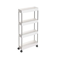 Regál na kolieskach SLIM, 4 úrovne, 13,5x40x86cm, biela Regál na kolieskach SLIM, 4 úrovne, 13,5x40x86cm, biela