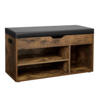 Botník s lavicou a úložným priestorom LUJZA, 80x30x44cm, tmavá hnedá/čierna Botník s lavicou a úložným priestorom LUJZA, 80x30x44cm, tmavá hnedá/čierna