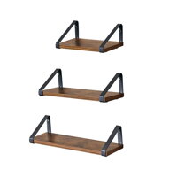 Nástenné konzolové police ABBY, 3ks, 30/35/40x12cm. čierna/hnedá Nástenné konzolové police ABBY, 3ks, 30/35/40x12cm. čierna/hnedá