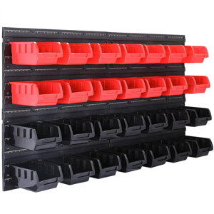 Závesný organizér do dielne ORDERBOX s 28 boxami a držiakmi na náradie , 64x2x38cm, červená/čierna Závesný organizér do dielne ORDERBOX s 28 boxami a držiakmi na náradie , 64x2x38cm, červená/čierna