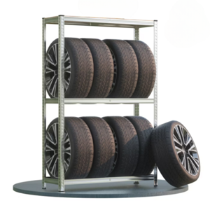 Regál na pneumatiky TYRE, 120x40x180cm, max 795kg, strieborná/bledohnedá Regál na pneumatiky TYRE, 120x40x180cm, max 795kg, strieborná/bledohnedá