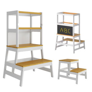 Učiaca veža PLAY borovica, 93x56x49, biela/prírodná hnedá Učiaca veža PLAY borovica, 93x56x49, biela/prírodná hnedá