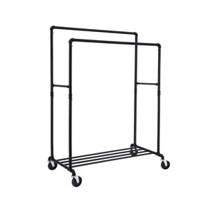 Dvojitý stojan na oblečenie RARE, vodovodné rúry 100x59x162cm, čierna Dvojitý stojan na oblečenie RARE, vodovodné rúry 100x59x162cm, čierna