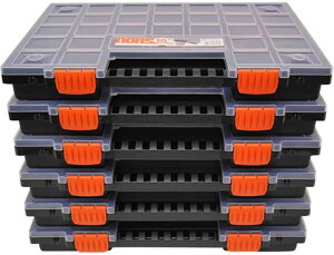 Plastový organizér NorS 16, 6 kusov, 39,9x30,3x5cm čierna/transparentná