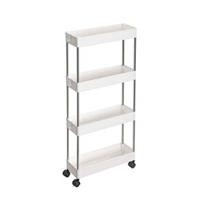 Regál na kolieskach SLIM, 4 úrovne, 13,5x40x86cm, biela Regál na kolieskach SLIM, 4 úrovne, 13,5x40x86cm, biela
