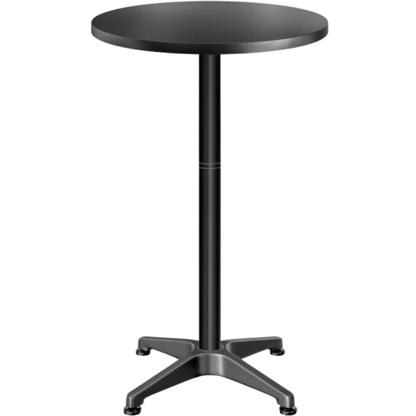 Výškovo nastaviteľný hliníkový barový stôl NERO, Ø60cm, čierna
