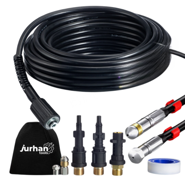 Súprava na čistenie potrubia Premium, 15 m, čierna