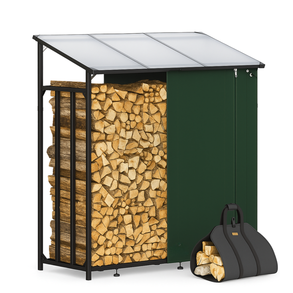 Prístrešok na palivové drevo CORINA, 198x163x70cm, antracitová/zelená
