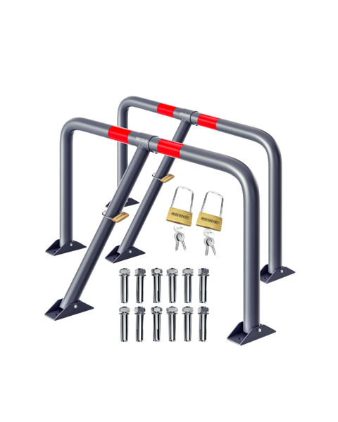Sada sklopných parkovacích zábran ANTONIA, 2ks, 800x470x440mm, šedá