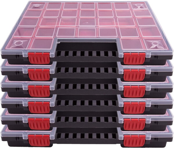 Plastový organizér NorB 16, 6 Kusov, 39,9x30,3x5cm čierna/transparentná